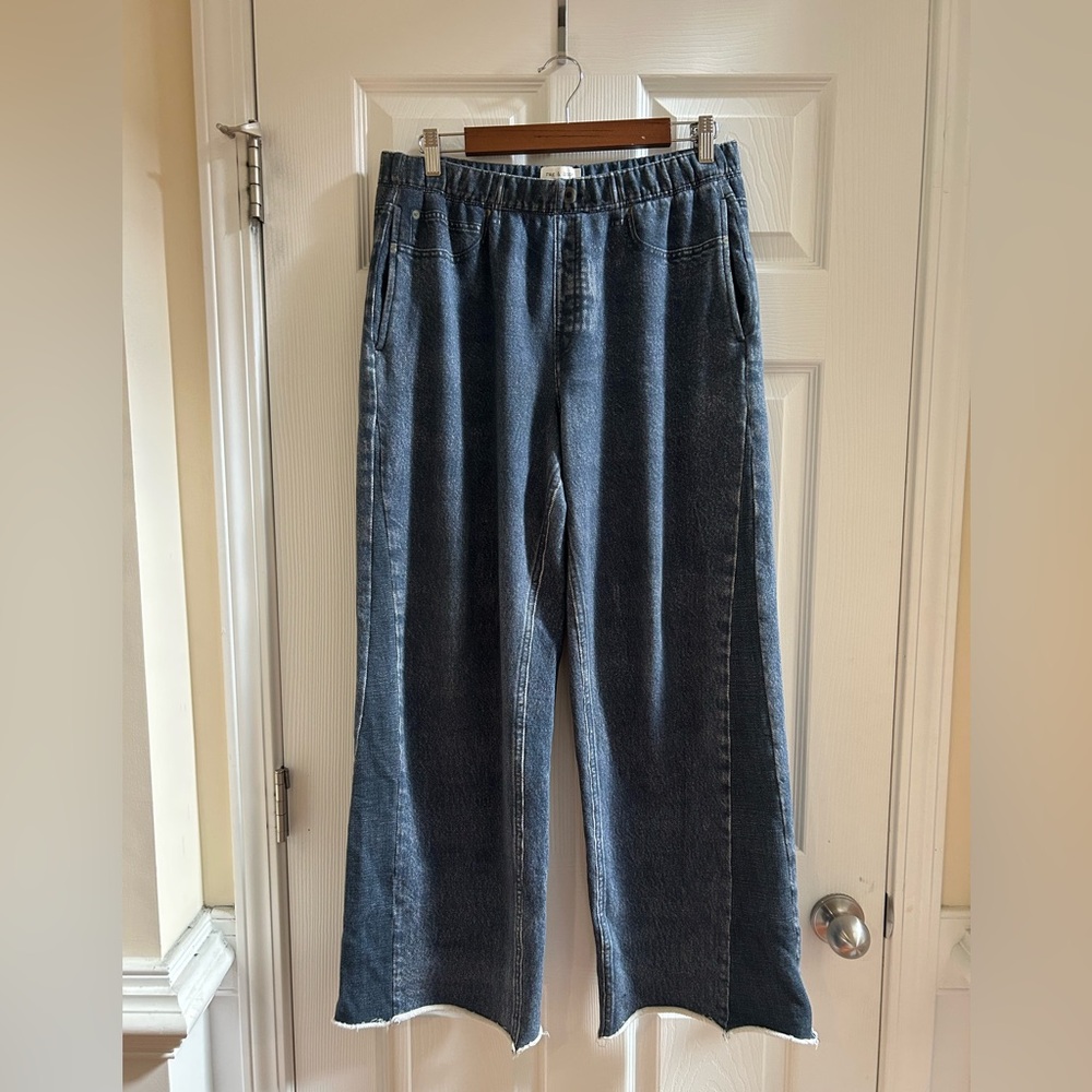 rag & bone Miramar Wide Leg Cotton Terry Sweatpant Jeans Size L